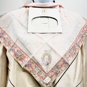 New W/ Box ee Elegance S. A  Paris Handkerchief 19" Cotton light pinkFlora  (21